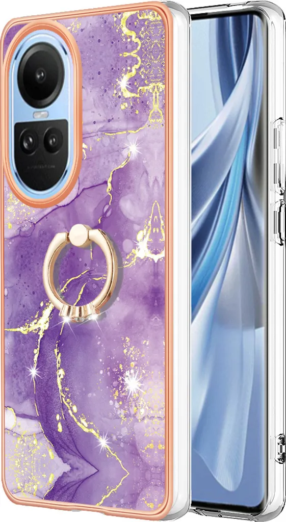 Custodia Marmo Oppo Reno10 5G: Cover Silicone TPU con Anello Supporto