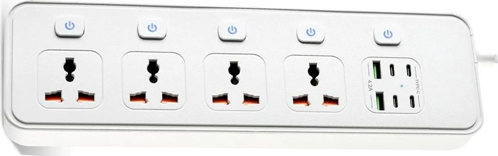 Multiprise 4 Prises avec PD30W USB-C et Contrôle Individuel par Sortie