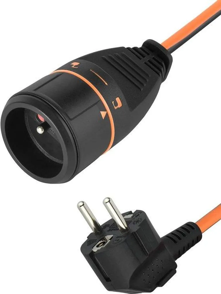 Rallonge électrique 20m 3G1,5mm² avec sécurité enfant noir et orange