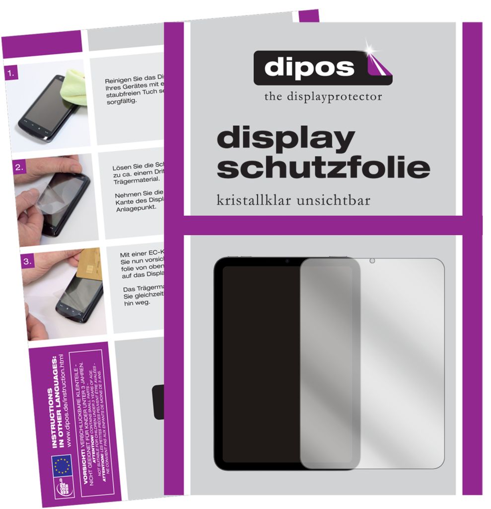 1x Schutzfolie für Apple iPad mini 6 klar Displayschutzfolie Folie Display Schutz dipos