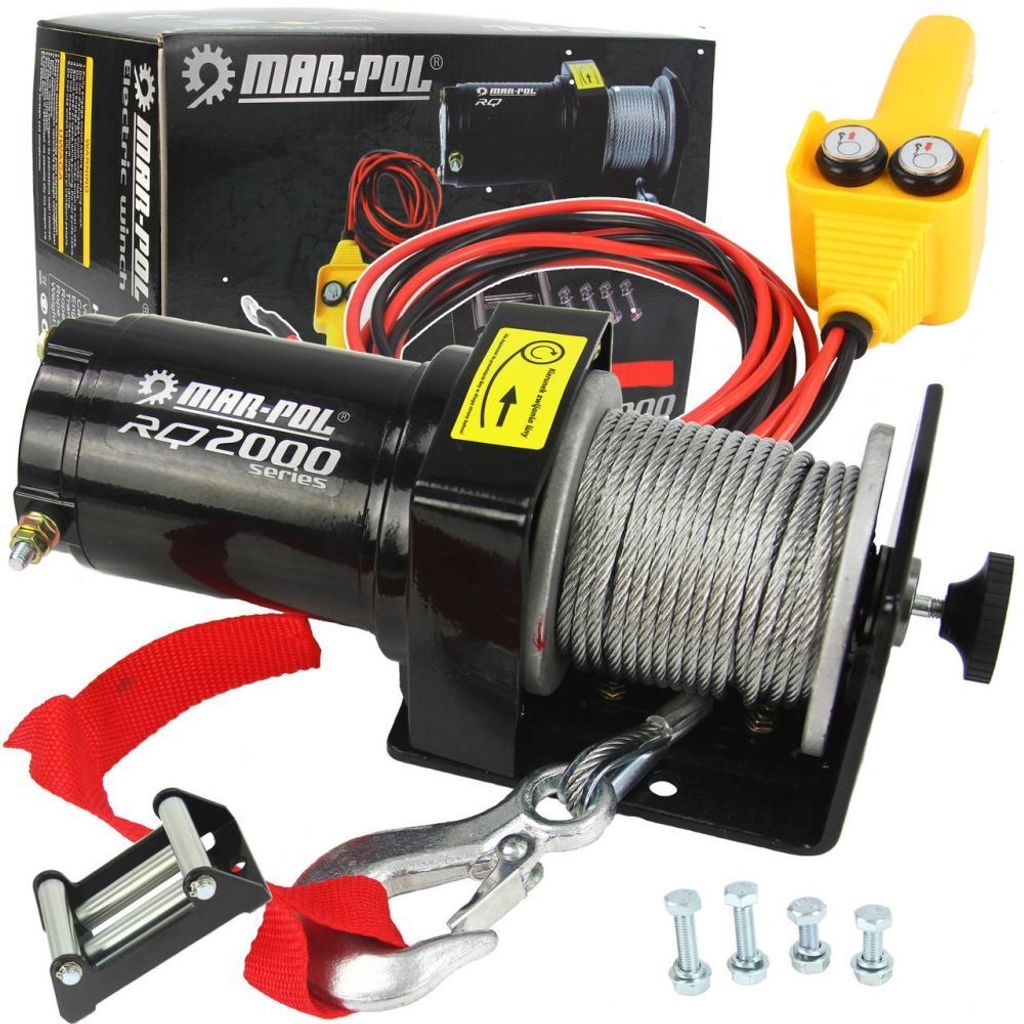 Elektrische Seilwinde 12V mit Fernbedienung 907kg / 2000LBS Offroad Motorwinde Seilzug Elektrowinde 4mm/15m Stahlseil