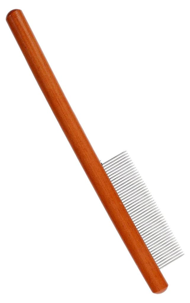 Feinzahn Tierpflegekamm mit Holzgriff für die sanfte Hautpflege und effektive Haarentfernung bei Katzen, Hunden und Kaninchen, geeignet für kurz-...