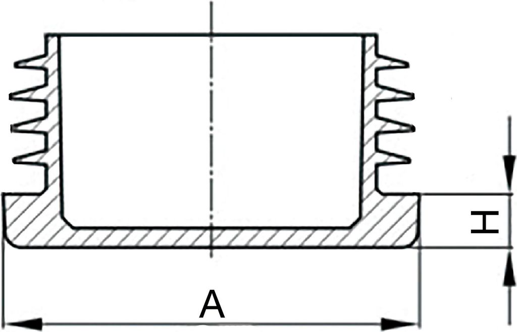 Lamellenstopfen 120x60mm für Vierkantrohr - Rohrstopfen rechteckig ideal zur Rohrabdeckung von Metallrohren und Aluprofilen, Wandstärke 1,5-4mm, ...