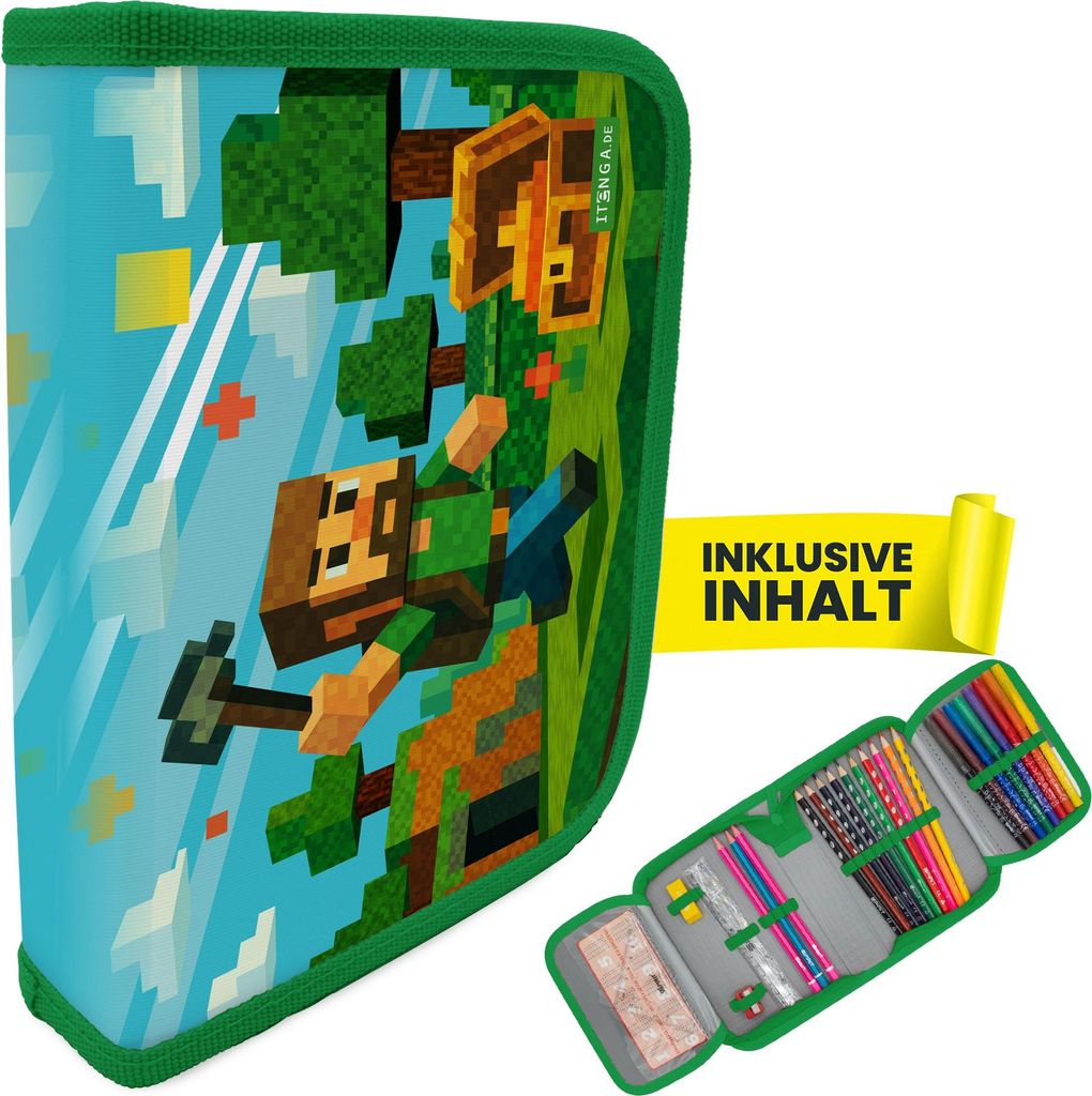 itenga Schüler-Etui Mäppchen Blockgame Pixel 28 teilig Produktbild 