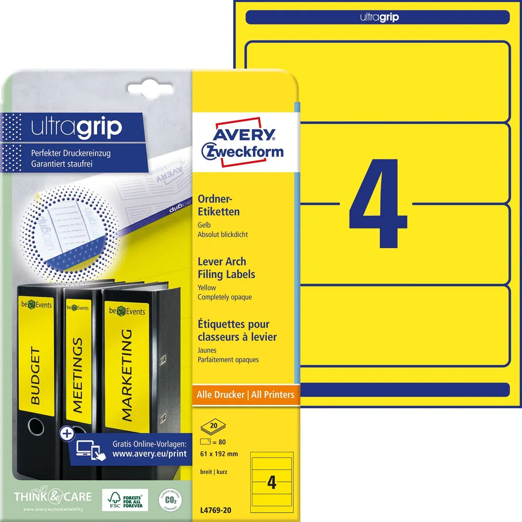 Avery L4769-20 Giallo: Etichette Creative per Organizzare l'Ufficio