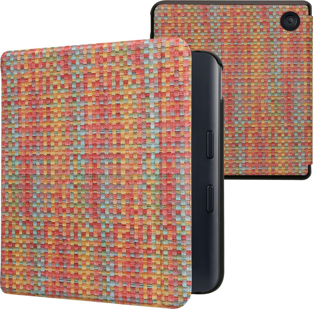 kwmobile Schutzhülle für Kobo Kobo Libra Colour / Tolino Vision Color Hülle - eReader Flip Case mit Auto Sleep Funktion - Farbenfroh karriert mi...