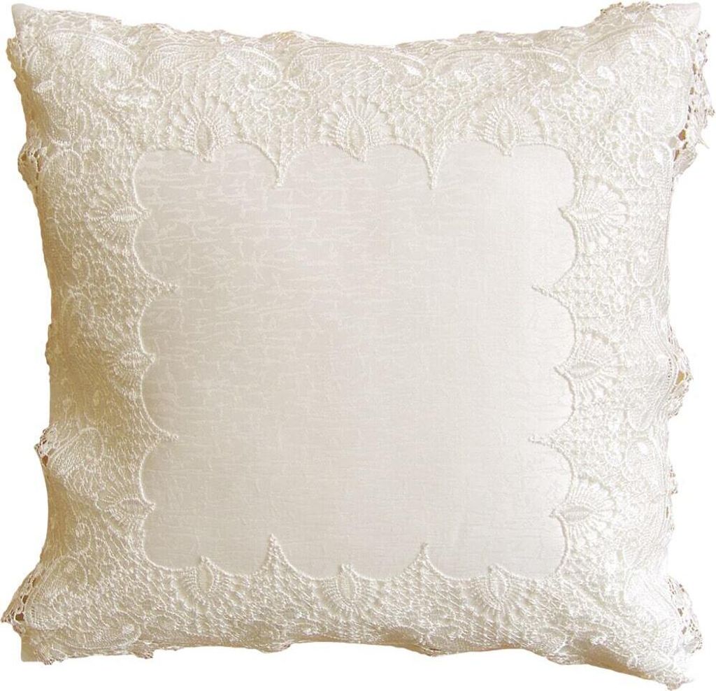 Kissen-Bezug Blumen Spitze woll-weiß floral 40x40 cm Produktbild 