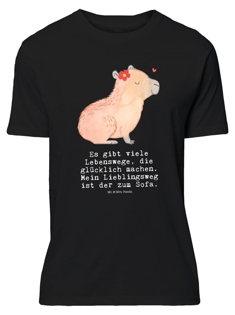 Mr. & Mrs. Panda Größe L T-Shirt Capybara Blume - Schwarz - Geschenk, mit Spruch, Tshirt, Shirt, Lustige Sprüche