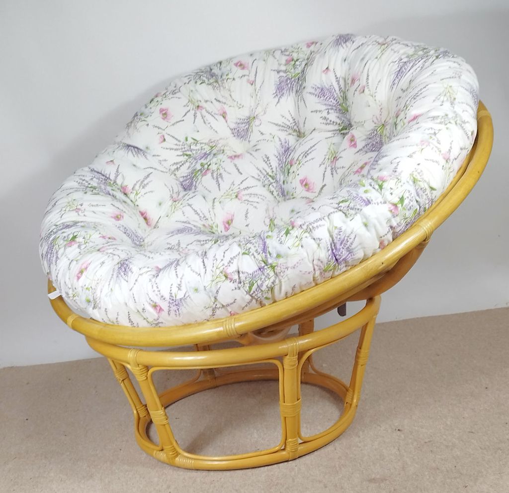 Rattan Papasan Sessel inkl. hochwertigen Polster, D 110 cm Produktbild 