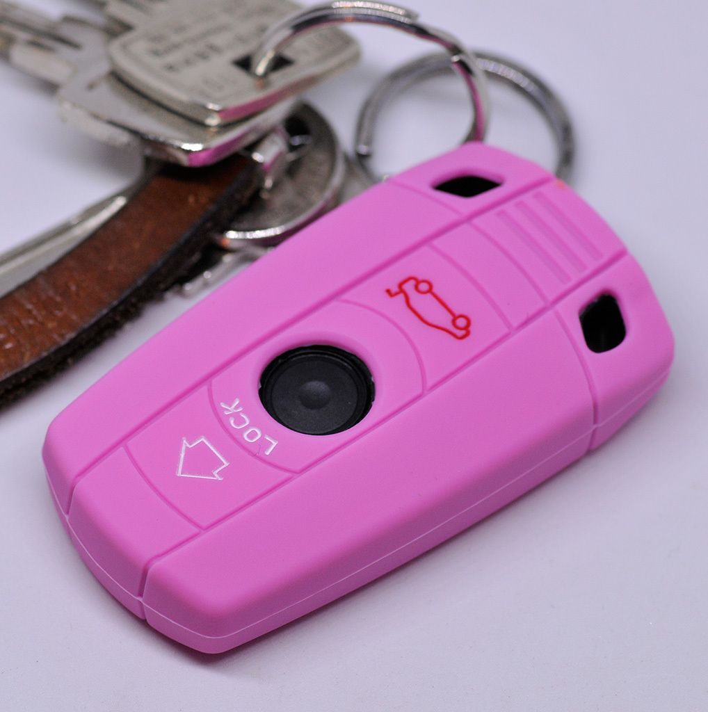 Auto Schlüssel Hülle Silikon Schutz Cover Rosa kompatibel Produktbild 