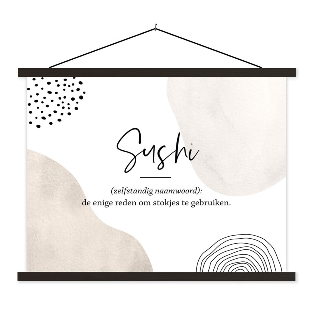 MuchoWow Textilposter Sprichwörter - Sushi - Sushi definition - Zitate - Wörterbuch 60x45 cm mit schwarzem Rahmen - Poster Schlafzimmer