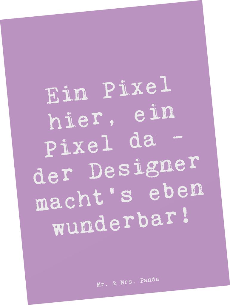 Mr. & Mrs. Panda Postkarte Spruch Designer Pixel Kunst - Lavendeltraum - Geschenk, Ein hier ein da, Pixel-Puristen, kreative Geschenke, bildkarte, ...