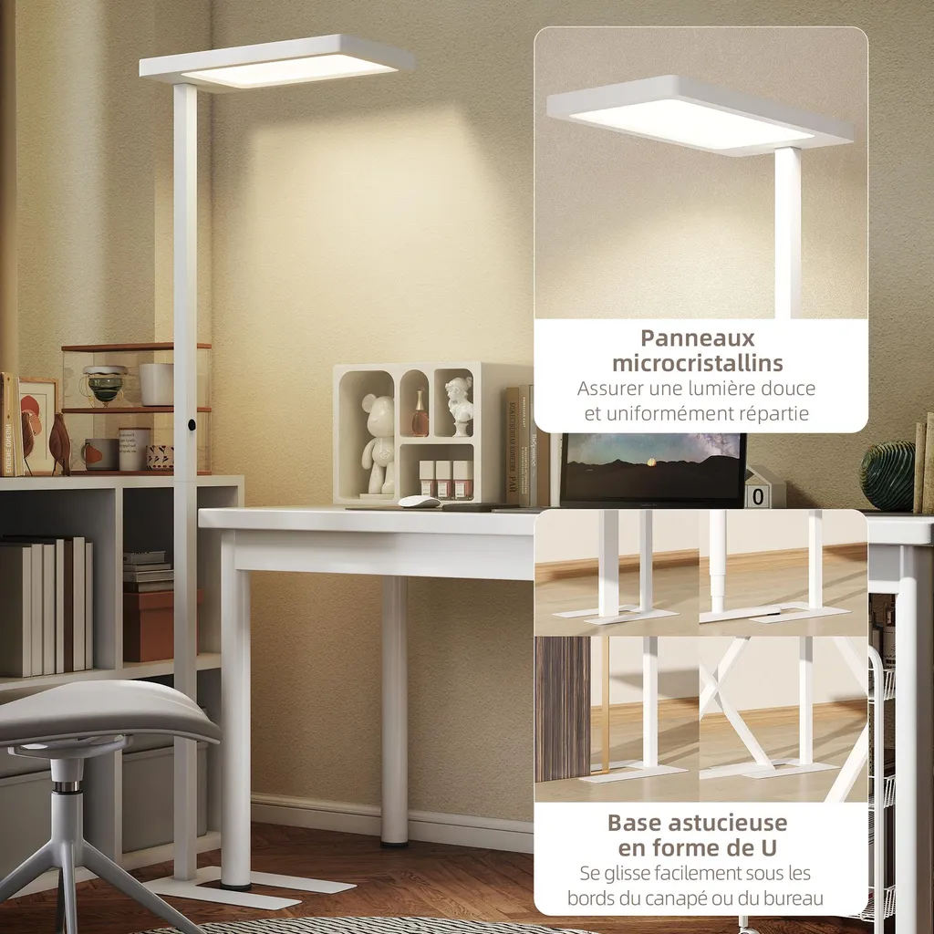 Lampadaire LED 196 cm à Spectre Complet - Lumière Variable 3000K à 6500K - 9