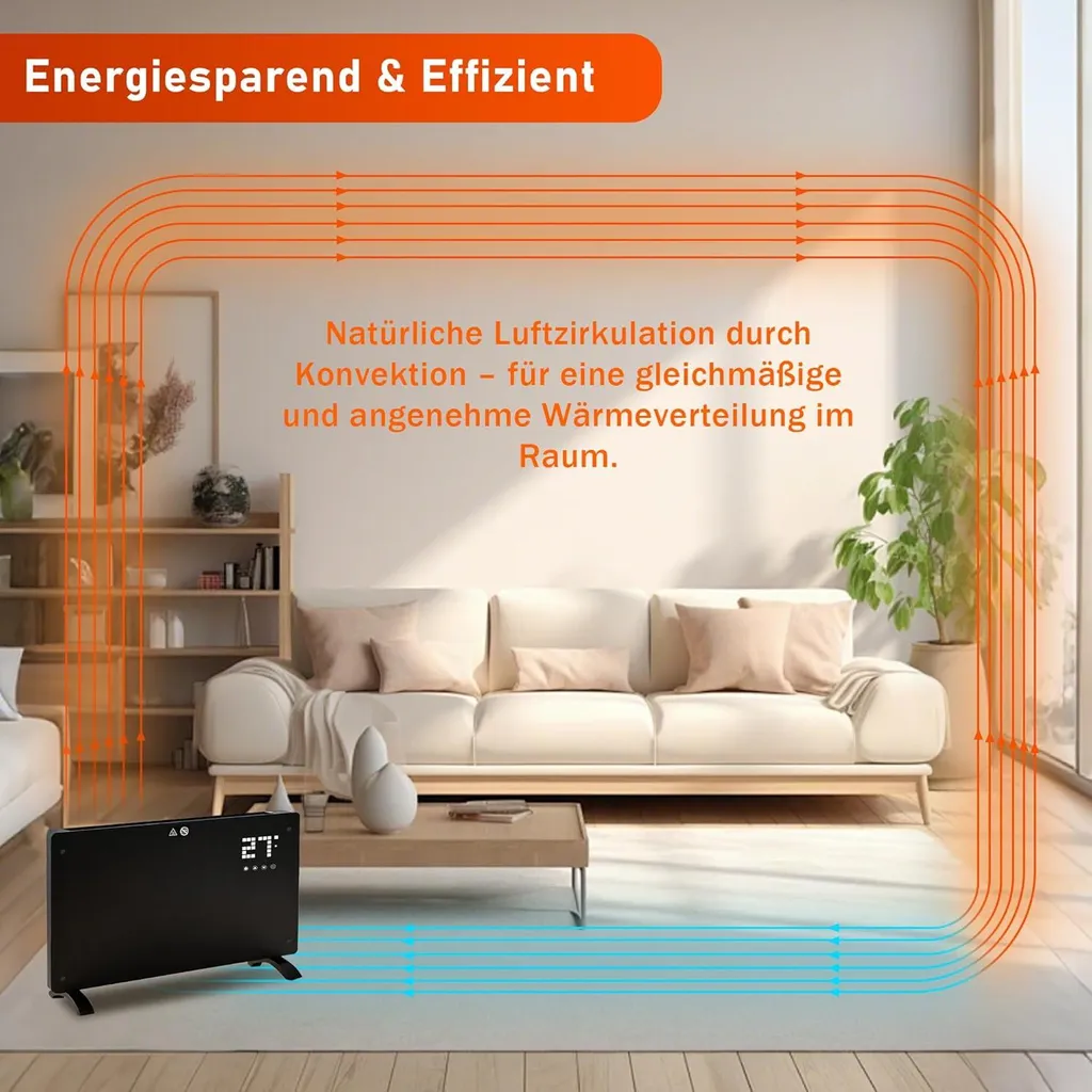 Radiateur Électrique Tactile 2000W ZMH avec Télécommande et Mode Éco