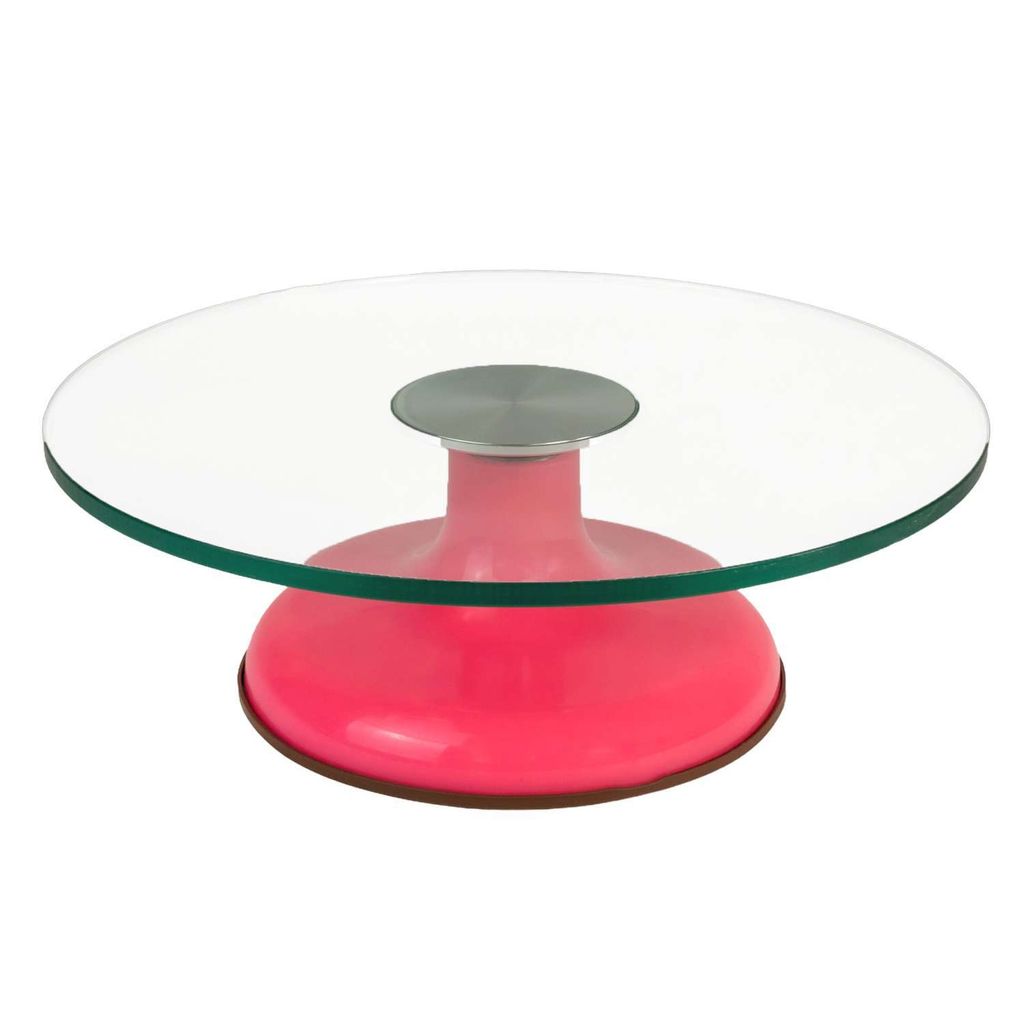 Intirilife Kuchenplatte drehbarer Tortenständer mit rutschfestem Standfuß in Rosa - 30 x 10 cm - Teller Platte für Kuchen Torten Runde Servierpl...