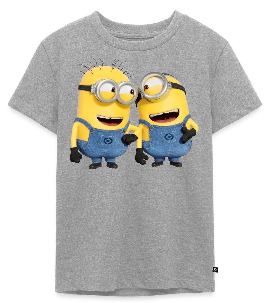Spreadshirt Minions Despicable Me Phil Und Stuart Kinder Premium T-Shirt, 134/140 (8 Jahre), Grau meliert