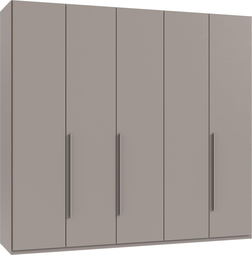 Drehtürenschrank >LONDON< inkl. Inneneinteilung, Farbe SAHARAGRAU - 225x208x58cm (BxHxT)