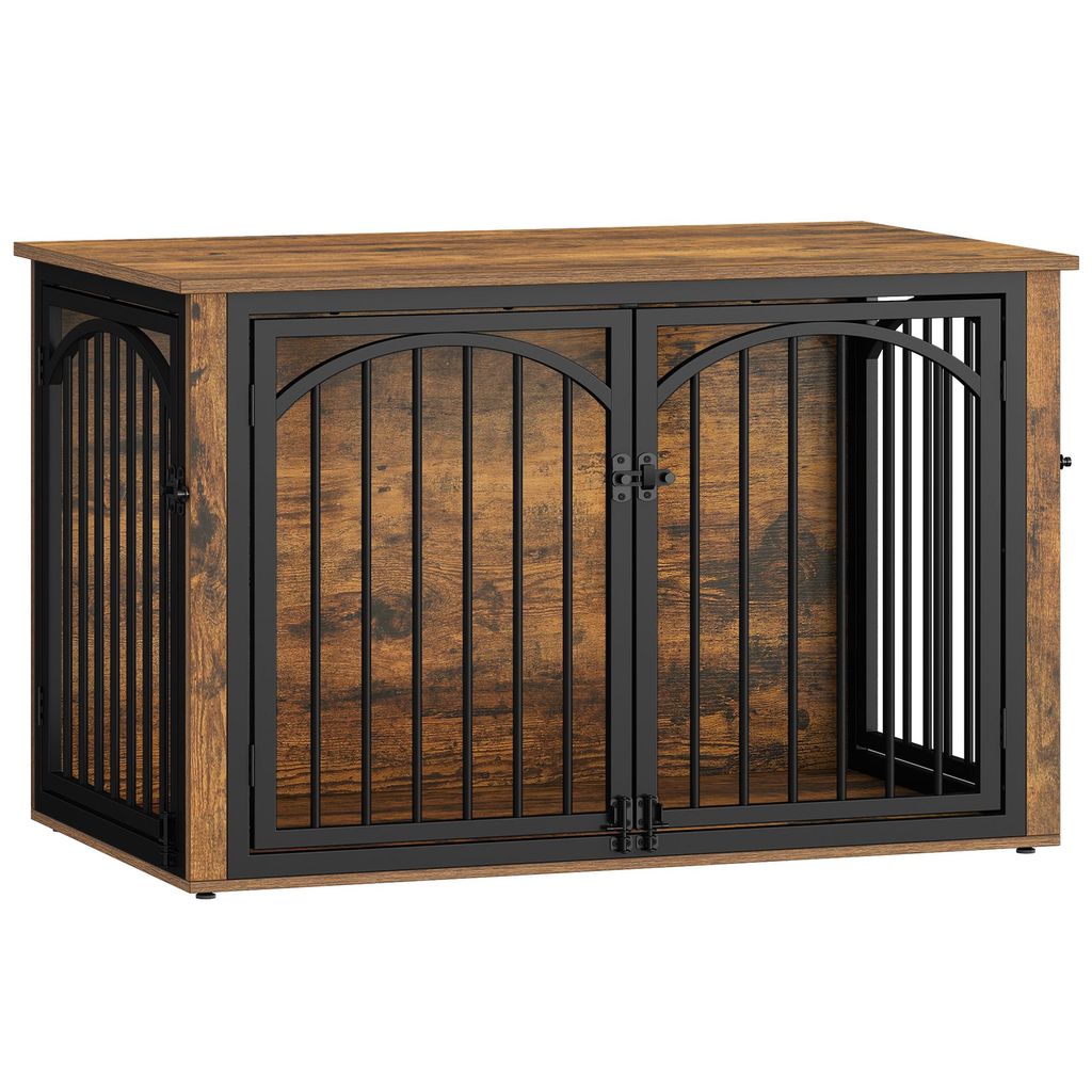 Hundebox Holz 100x60x63 cm, Vintagebraun & Schwarz, 4 Produktbild 