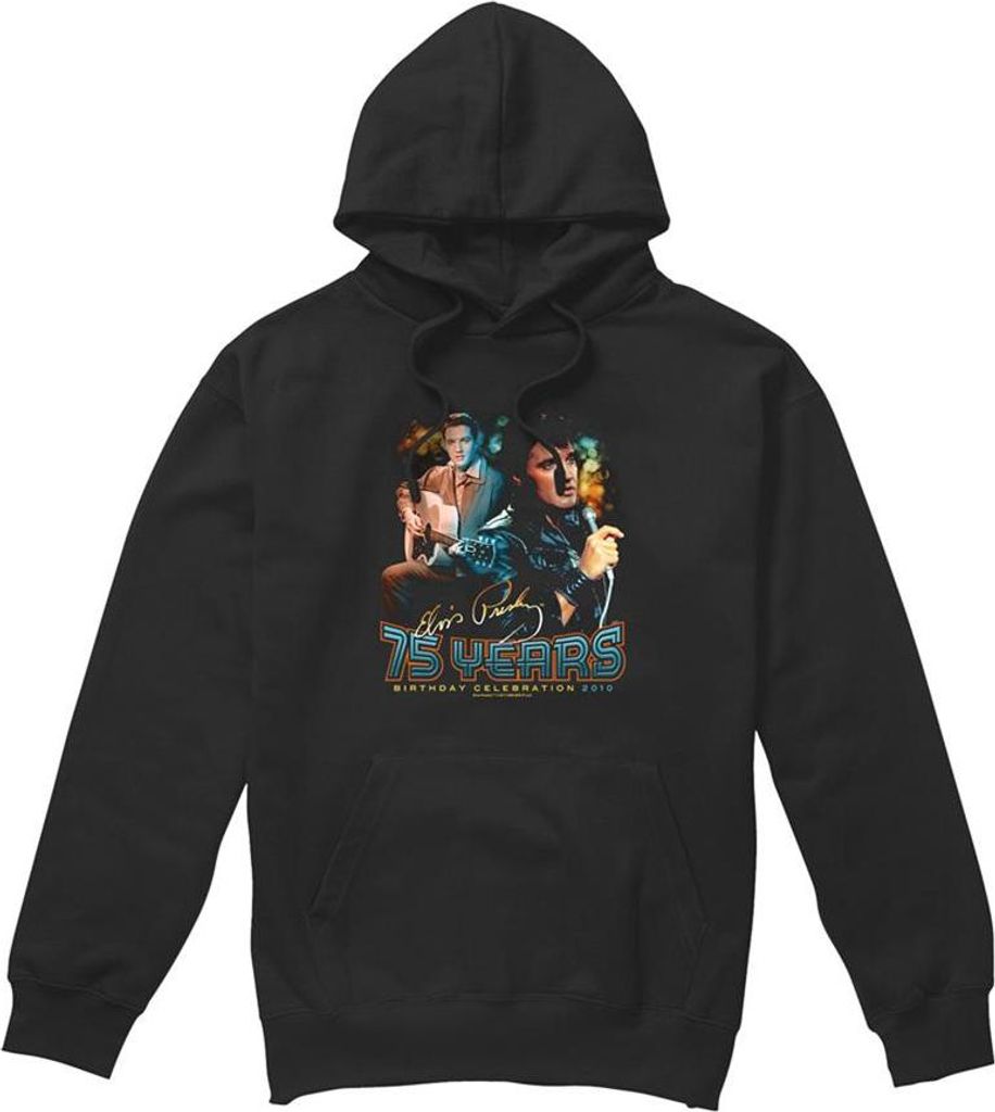 Elvis Presley - "75 Years" Kapuzenpullover für Herren/Damen Uni TV32593 (M) (Schwarz)
