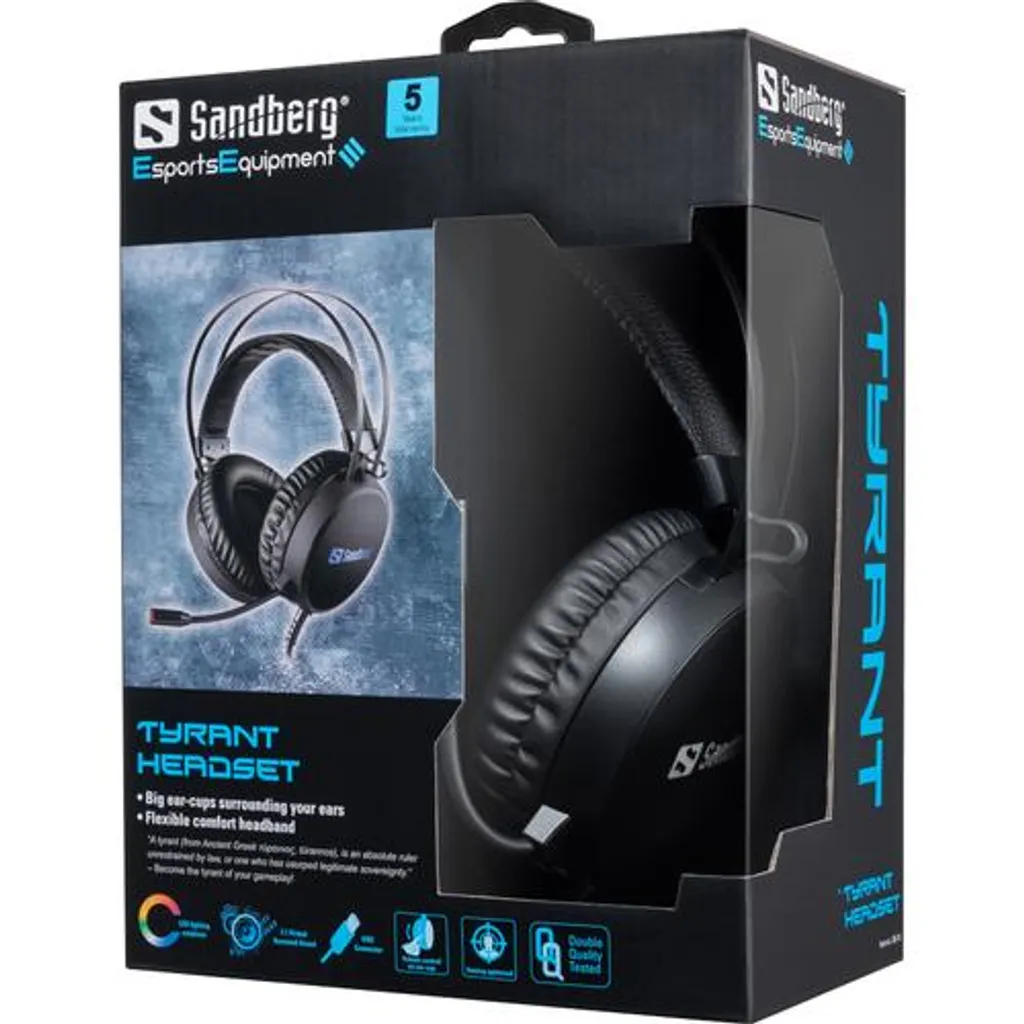 Casque USB 7.1 Sandberg Tyrant : Rétroéclairé avec Micro à Réduction Bruit - 3