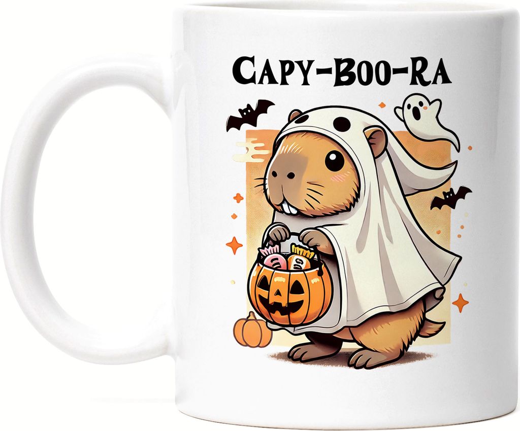 Capy-Boo-Ra Tasse weiß Halloween Capybara Wasserschwein Geist