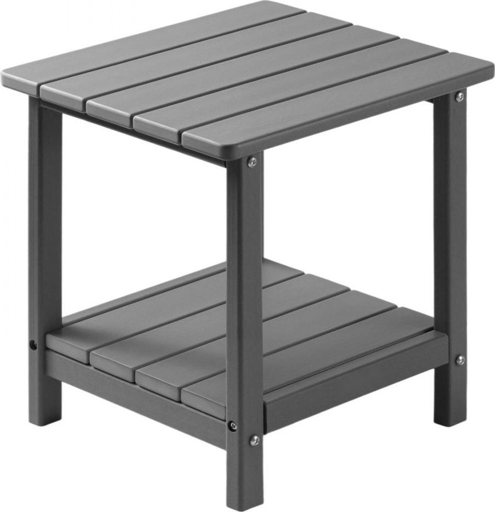 Beistelltisch Kunststoff 45x38x44 cm - HDPE Gartentisch - Balkontisch mit 2 Ablagen - Nachttisch & Couchtisch - Dekotisch für Terrasse, Pool, Stra...