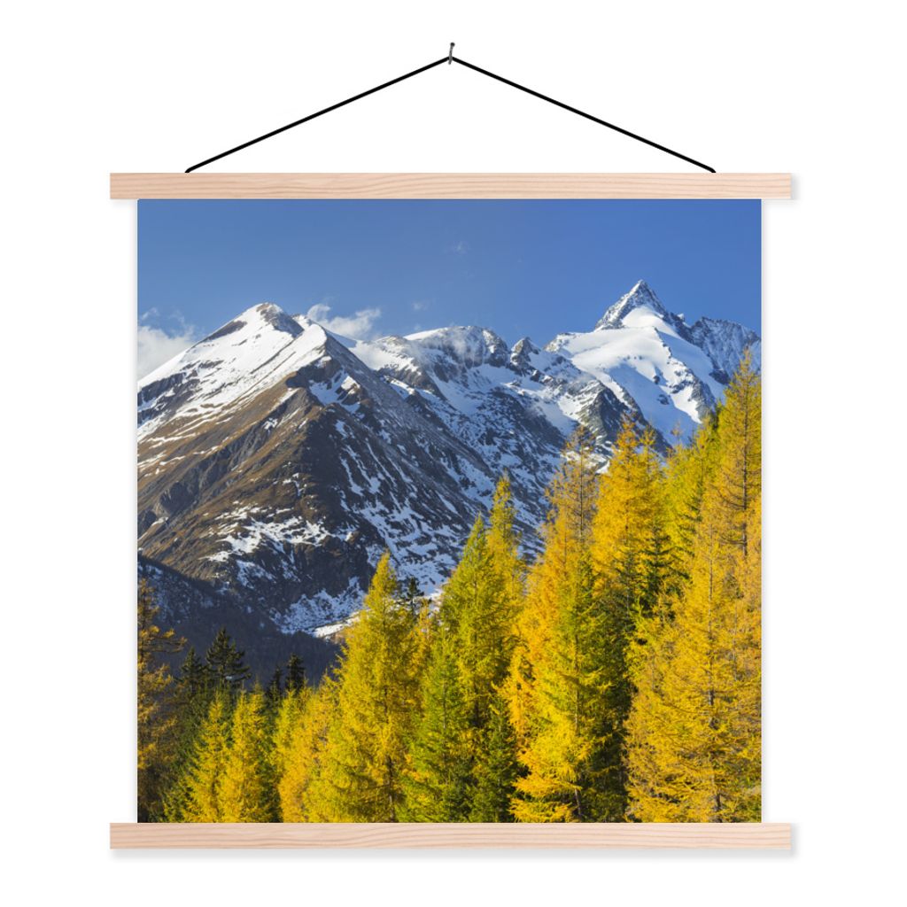 MuchoWow Textilposter Bäume für den Großglockner in Österreich 120x120 cm mit holzfarbenen Rahmen - Textil-Poster