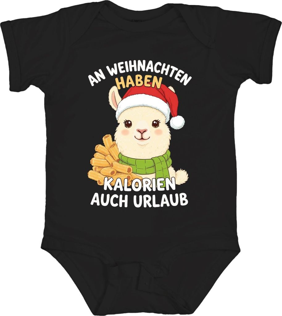 An Weihnachten haben Kalorien Urlaub Alpaka lustig Geschenk Unisex Baby Body, Schwarz, 3/6