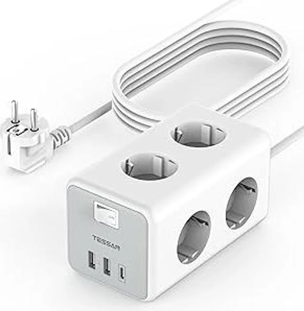 Presa Multipla con 4 prese elettriche e 2 porte USB 2.0 - +Energia