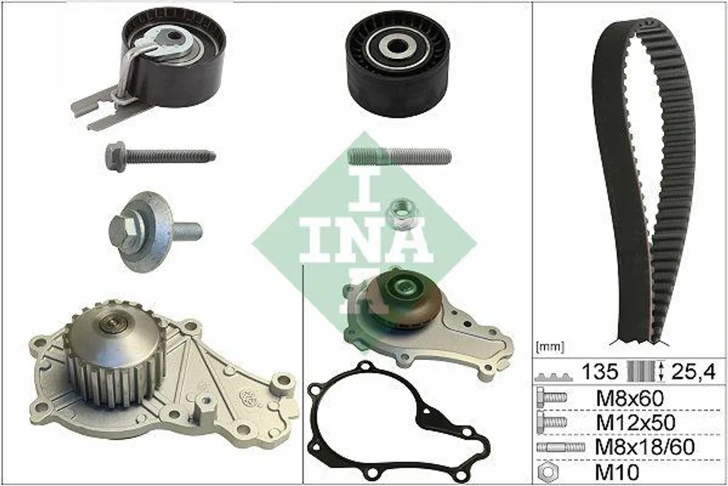 Kit distribution INA 530036930 haute durabilité avec pompe à eau OE