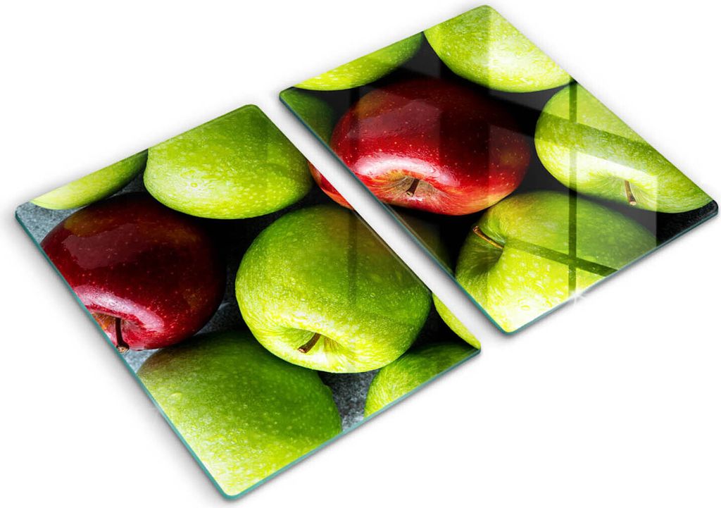 Abdeckung Glas - Küchenabdeckung - 2x40x52 cm - Abdeckplatte -Saftige Äpfel