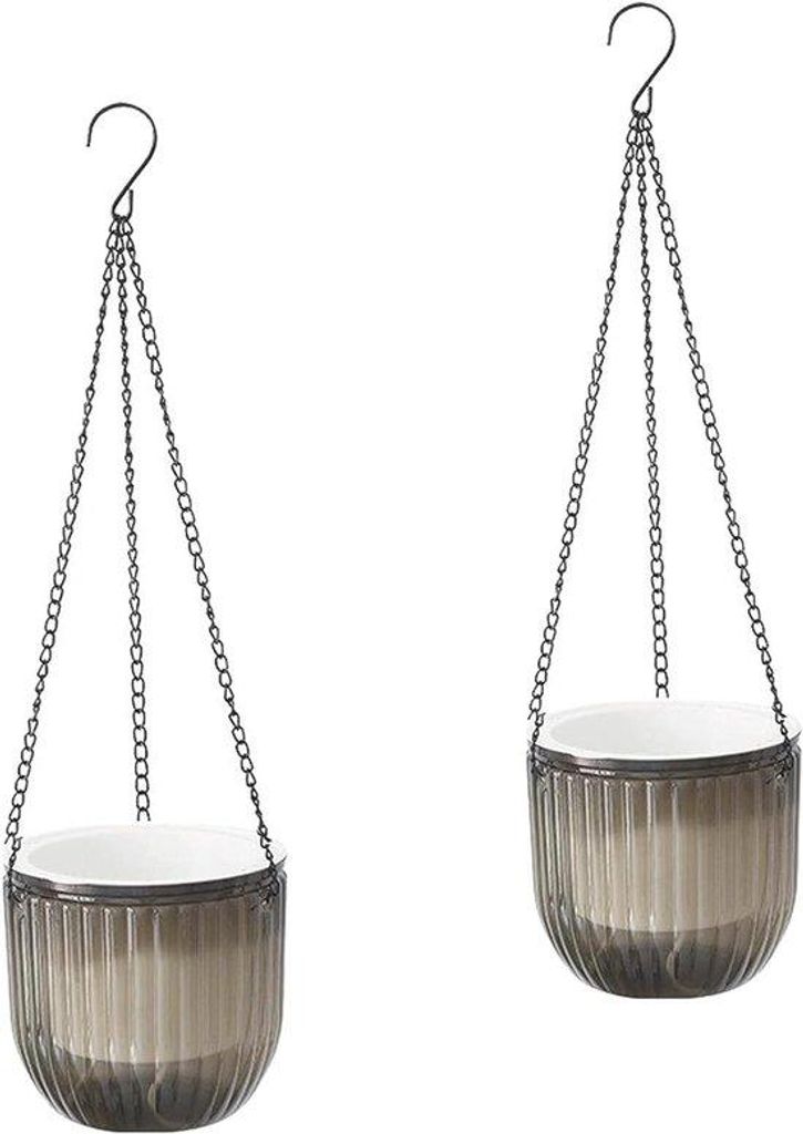 Vintage Blumenpflanerkästen - Set aus 2 - 165 cm selbstwassend - Transparent mit Haken für Innen- und Außenbereich - Grau