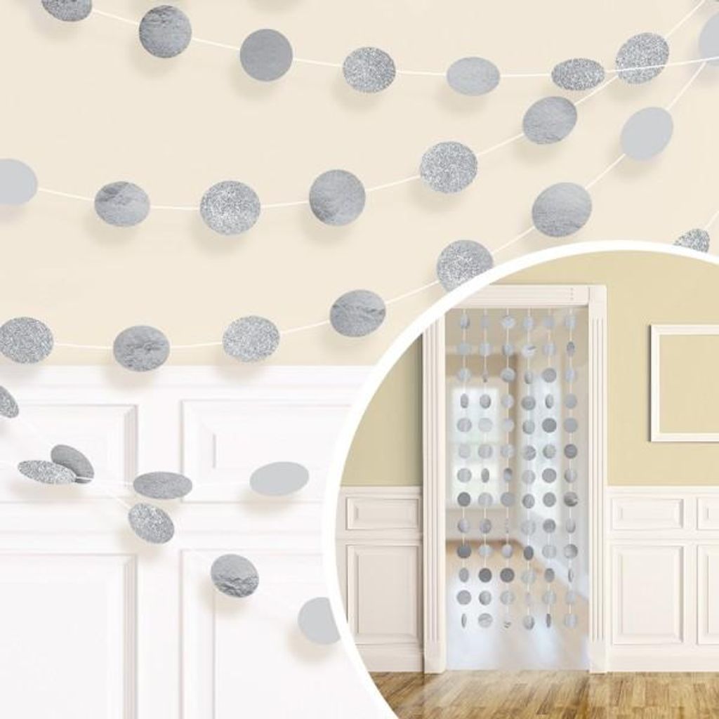 6 Glitzer Girlanden silber Produktbild 