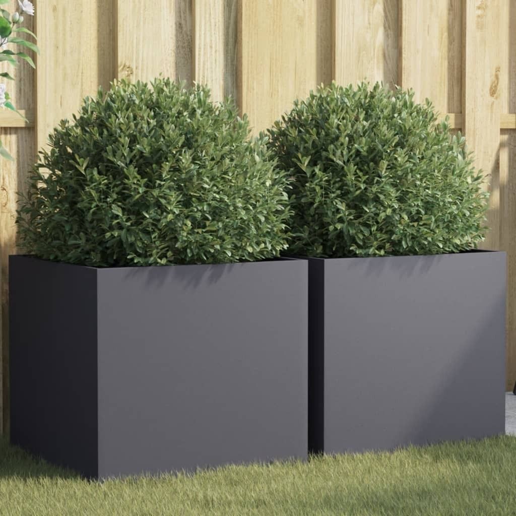 Maison Exclusive - Pflanzkübel 2 Stk. Anthrazit 49x47x46 cm Stahl