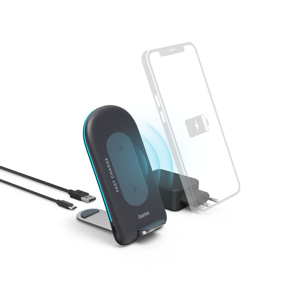 Kit chargeur sans fil "QI-FC15S", 15 W pr smartphone, gris Image du produit 