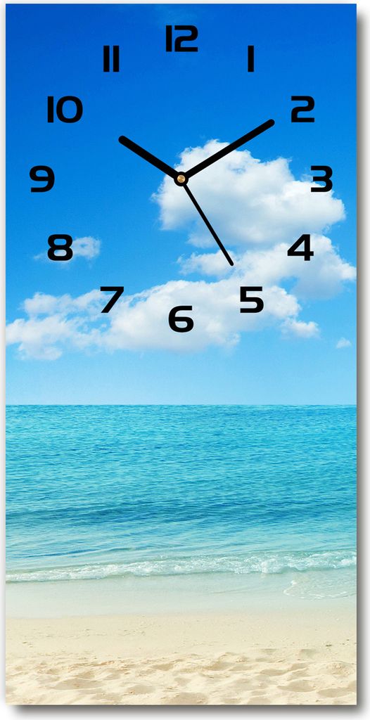 Wanduhr aus Glas – 30x60 cm - Glasbild - Glasuhr - Gehärtetes Glas -Tropischer Strand
