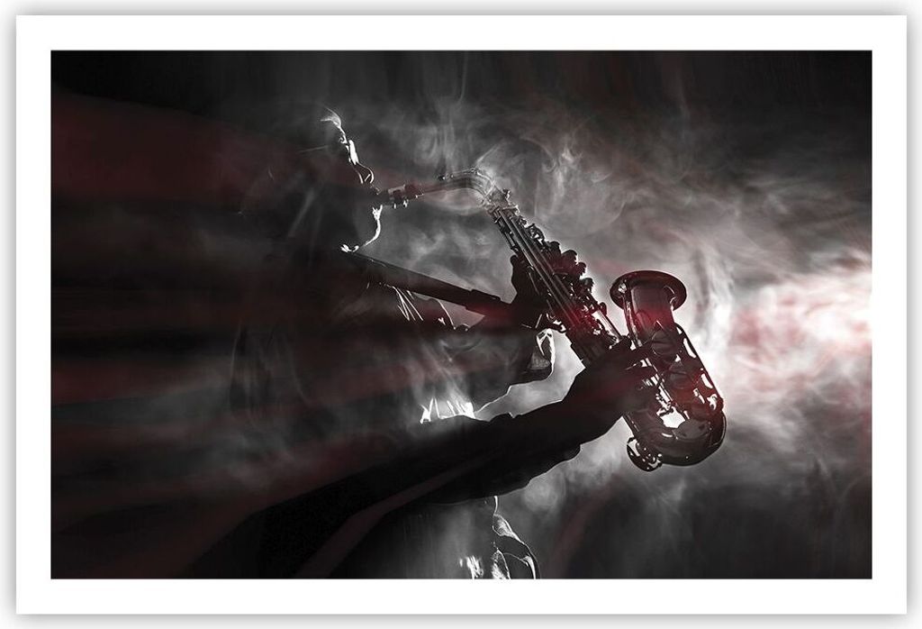 Poster - Poster ohne Rahmen - Musiker Saxophonist Schwarz - 91,5x61 cm - Wand Bild - Wanddeko - Wandbilder - Kunstposter - Wandposter - Bilder - Ku...