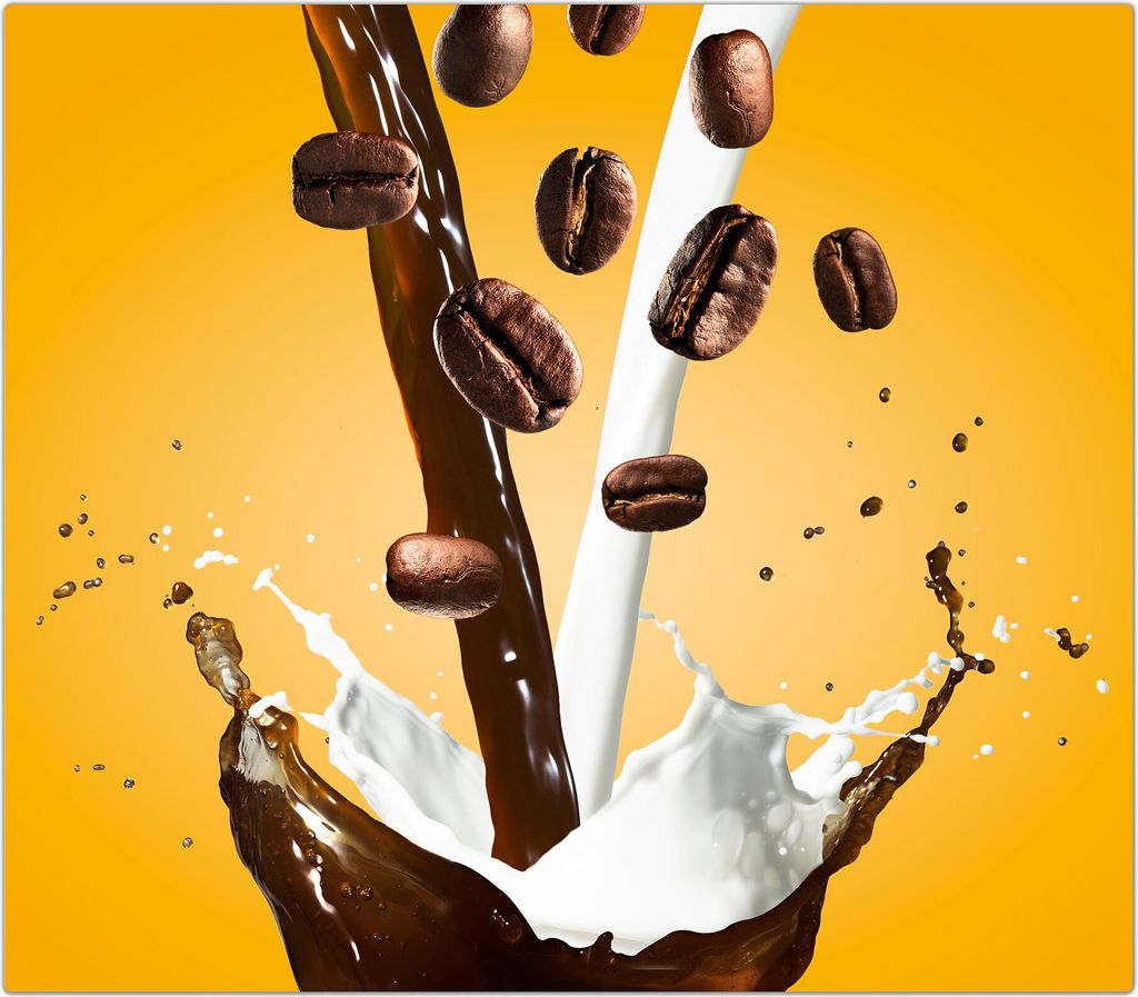 Spritzschutz Herdabdeckplatte Schneidebrett aus Glas Milch und Kaffeespritzer 1-Teilig (60x52cm)