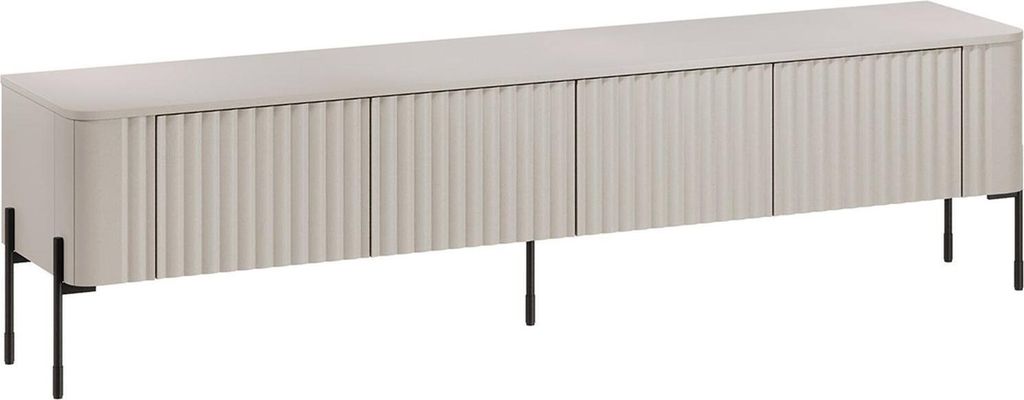 Dmora TV-Unterschrank Brembana 190x39.6x50h cm Beige, ein Regal 4 Fächer