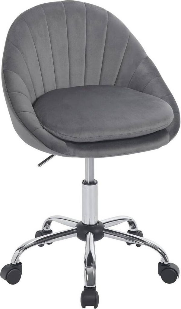 WOLTU Bürostuhl ergonomisch, Schminkstuhl, Schreibtischstuhl 150 kg belastbar, Samt : Dunkelgrau Farbe: Dunkelgrau