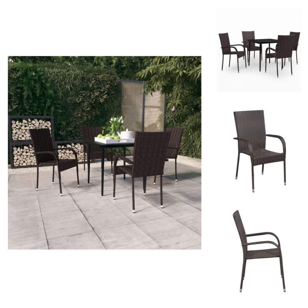 vidaXL 5-tlg. Garten-Essgruppe Braun und Schwarz - Gartenmöbel-Sets