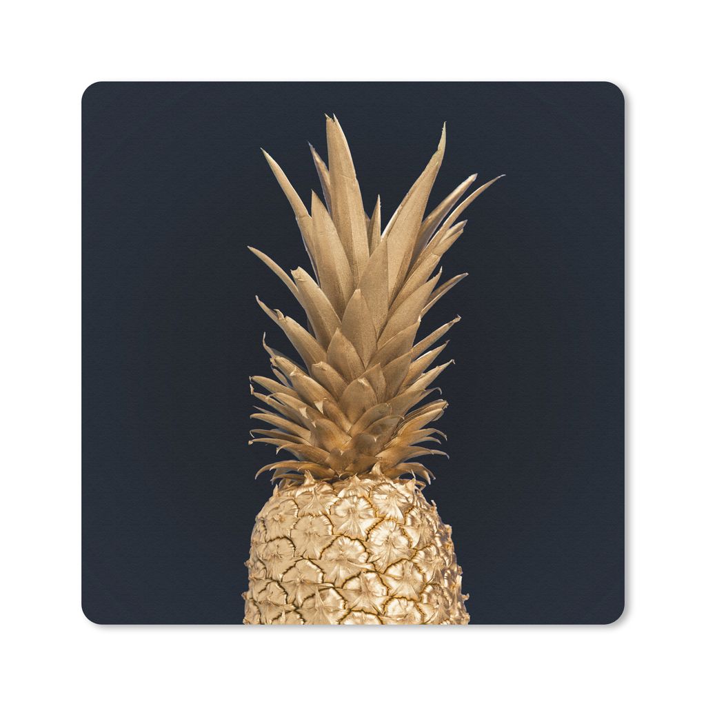 MuchoWow Mauspad Mousepad Ananas - Gold - Farbe - Schwarz - Obst - Luxus 20x20 cm - Mousepads - Maus Mat - Pad - Mausunterlage - Desk Mat - Burea...