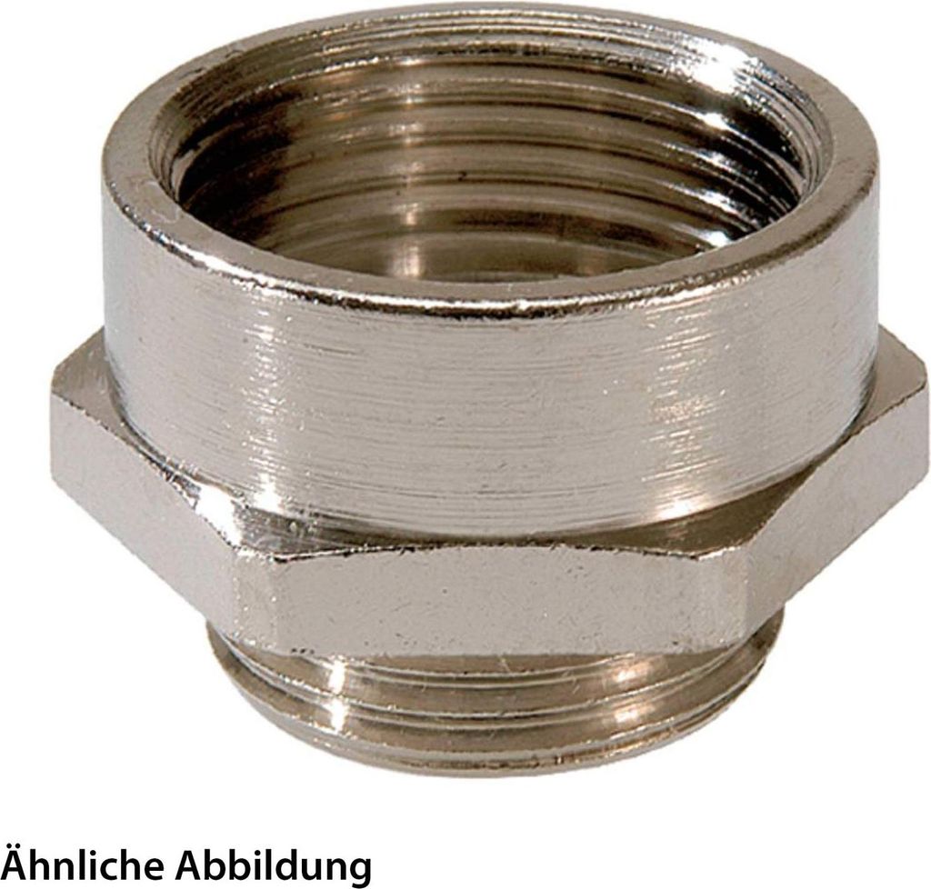 WISKA Adapter-Zwischenstutzen PG/M von PG36x1,588 auf M50x1,5 Sechskant Messing (CuZn) vernickelt Anschlussgewinde