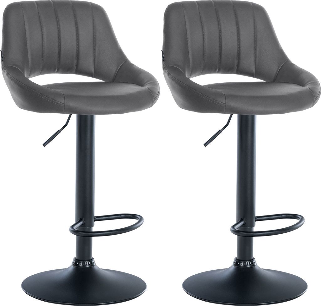 2er Set Barhocker HLO-CP277 Kunstleder B grau