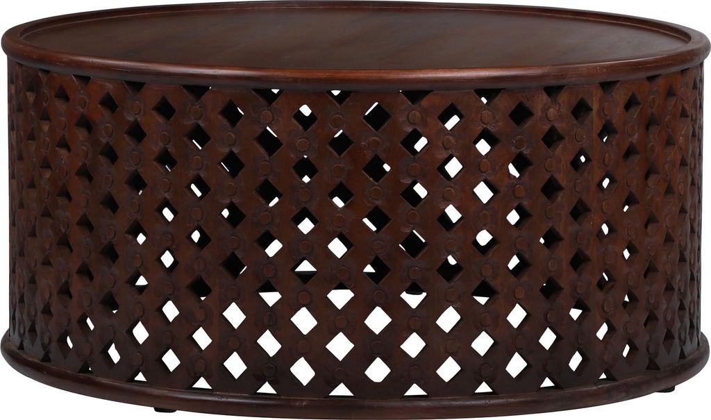 WOMO-DESIGN Couchtisch Sanaa Ø 100x45cm rund, Braun, Unikat, handgefertigt aus Massivholz Mangoholz, Moderne Holzoptik, Vintage Design, Sofatisch