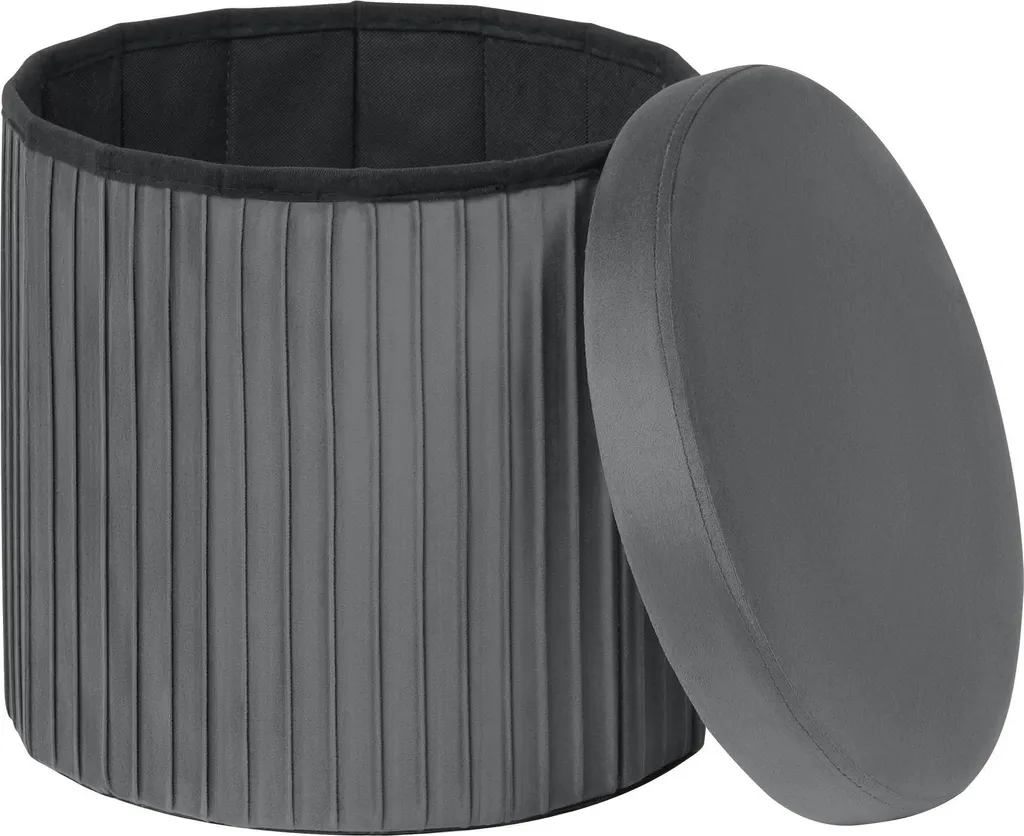 Pouf Contenitore Blu 38x36 cm - Poggiapiedi Sgabello Pieghevole Salotto