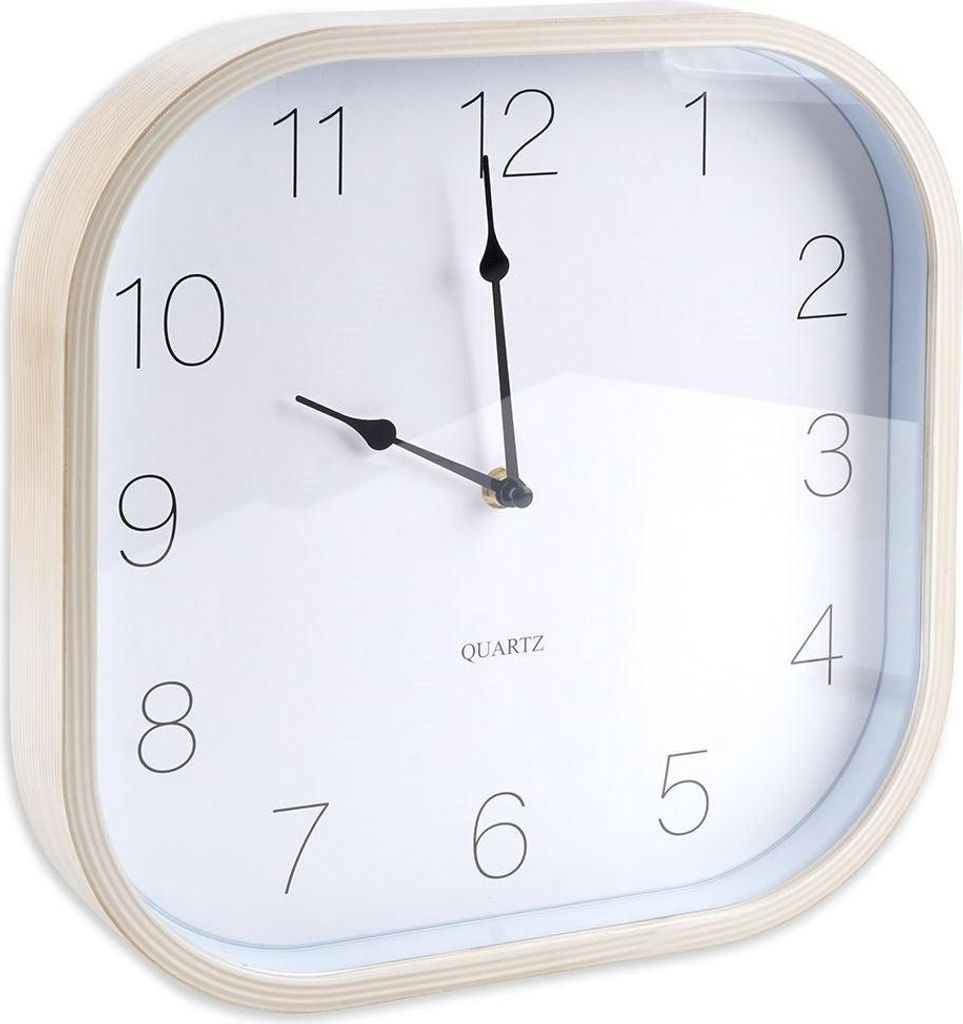 Quadratische Wanduhr aus Holz weiß 30cm Produktbild 