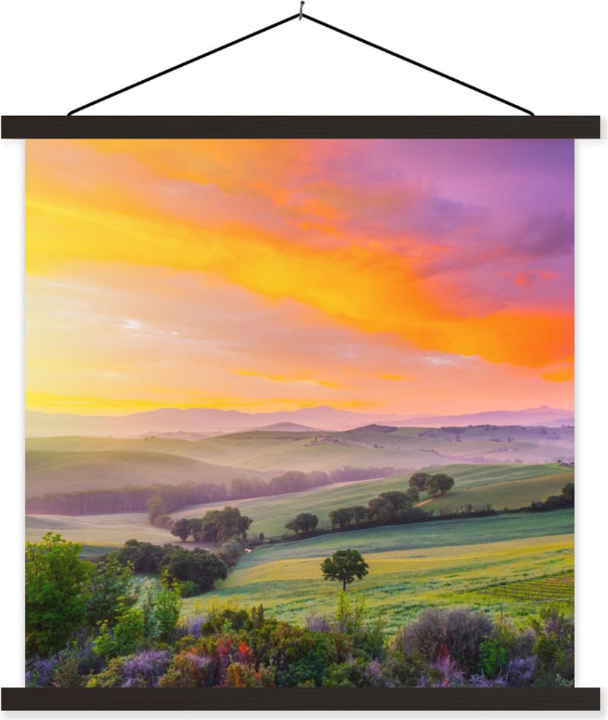 MuchoWow Textilposter Toskana - Landschaft - Farbenfroh 60x60 cm mit schwarzem Rahmen - Posteraufhänger
