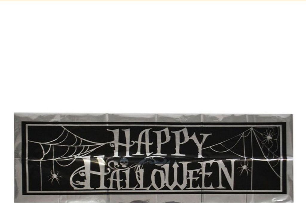 Banner "Happy Halloween" Schwarz/Silber | 30 x 91 cm Deko