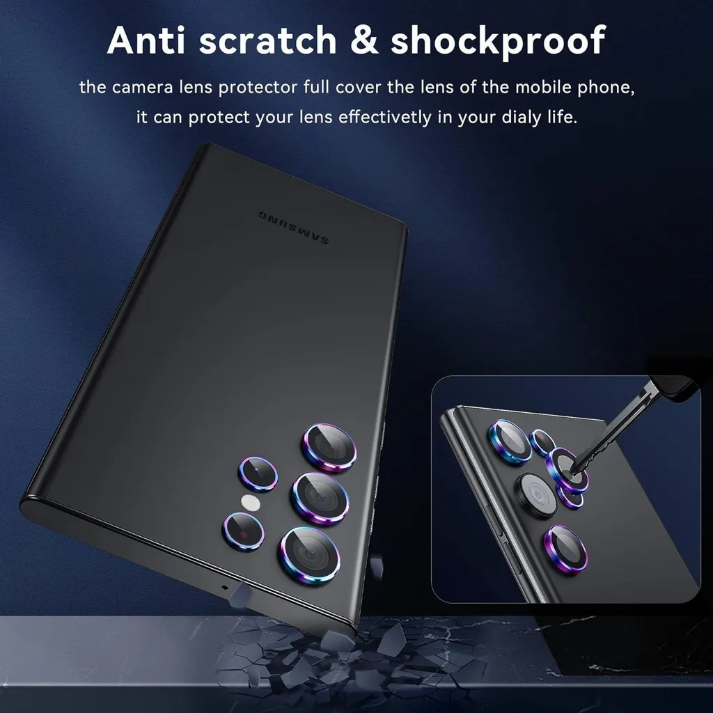 Kit Sostituzione Vetro Fotocamera Posteriore Per Samsung S22 Ultra 5G, Con 2 Lenti E 18 Strumenti Di Riparazione Professionali